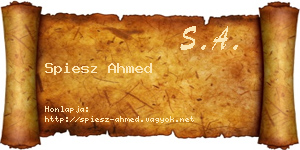 Spiesz Ahmed névjegykártya